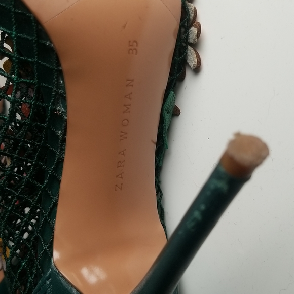 Zara - Green Floral Mesh Heels - Picture 15 of 15
